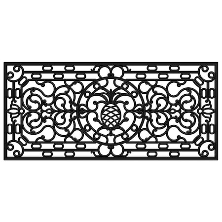 Configuracion 2 x 4 ft. Pineapple Heritage Rubber Rectangular Doormat, Black CO2207267